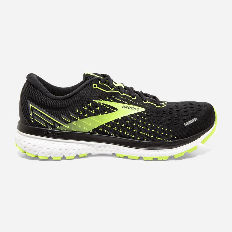 Brooks Men's Ghost 13 Road Running Shoes Singapore - Black/Nightlife/GreenYellow/White (91083-QUJD)